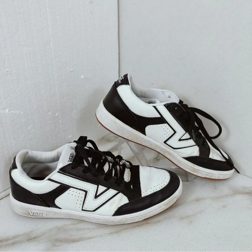 Vans Lowland ComfyCush Skate Shoes Sneakers Black True White, 9(M) 10.5(W)